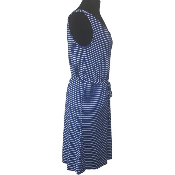 Women's Merona Sundress Blue w/White Stripes Rayon Spandex Blend Junior's Size M - Picture 4 of 12